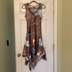 Komarov crinkle floral midi dress